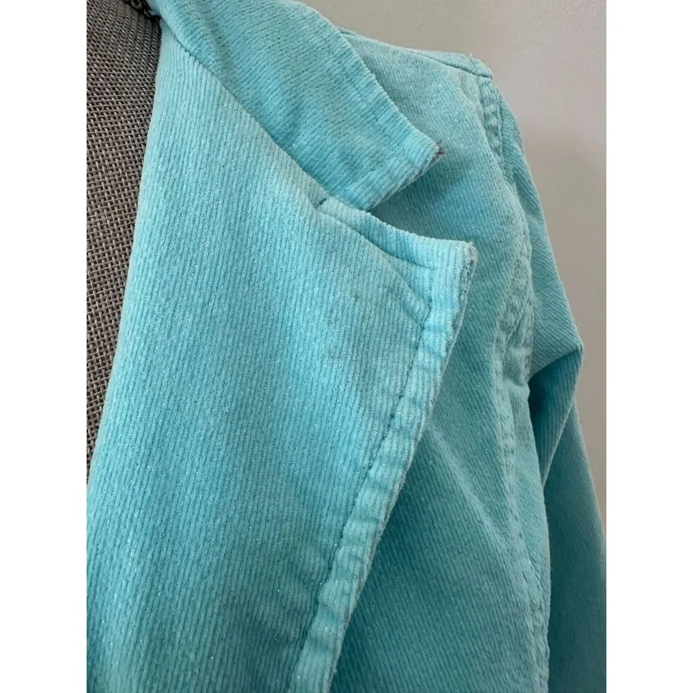 Y2k Vintage Light Pastel Blue Corduroy Blazer Jacket Soft Girl size Girls 16/18
